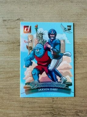 Panini Donruss Jaxson Dart Holographic Blue Red Football Rookie Card